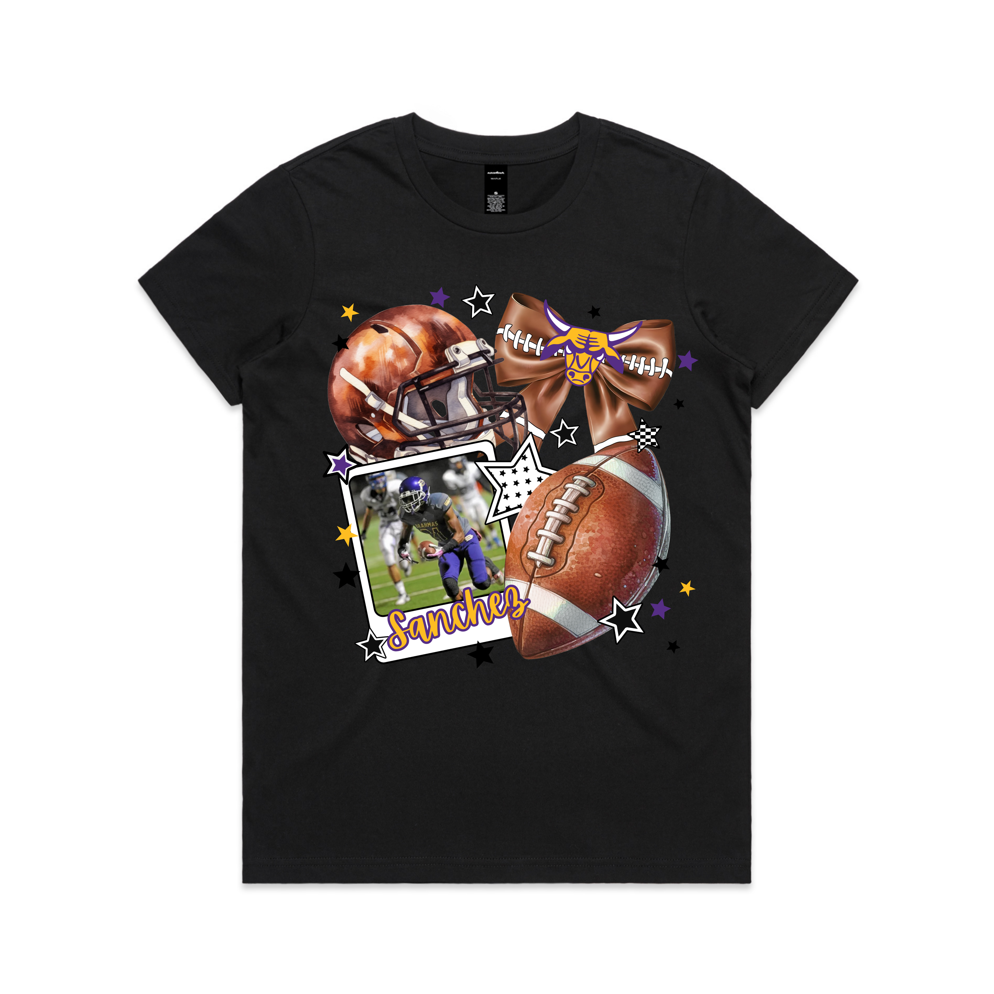 Helmet Bow Football DB Design Women's Tee