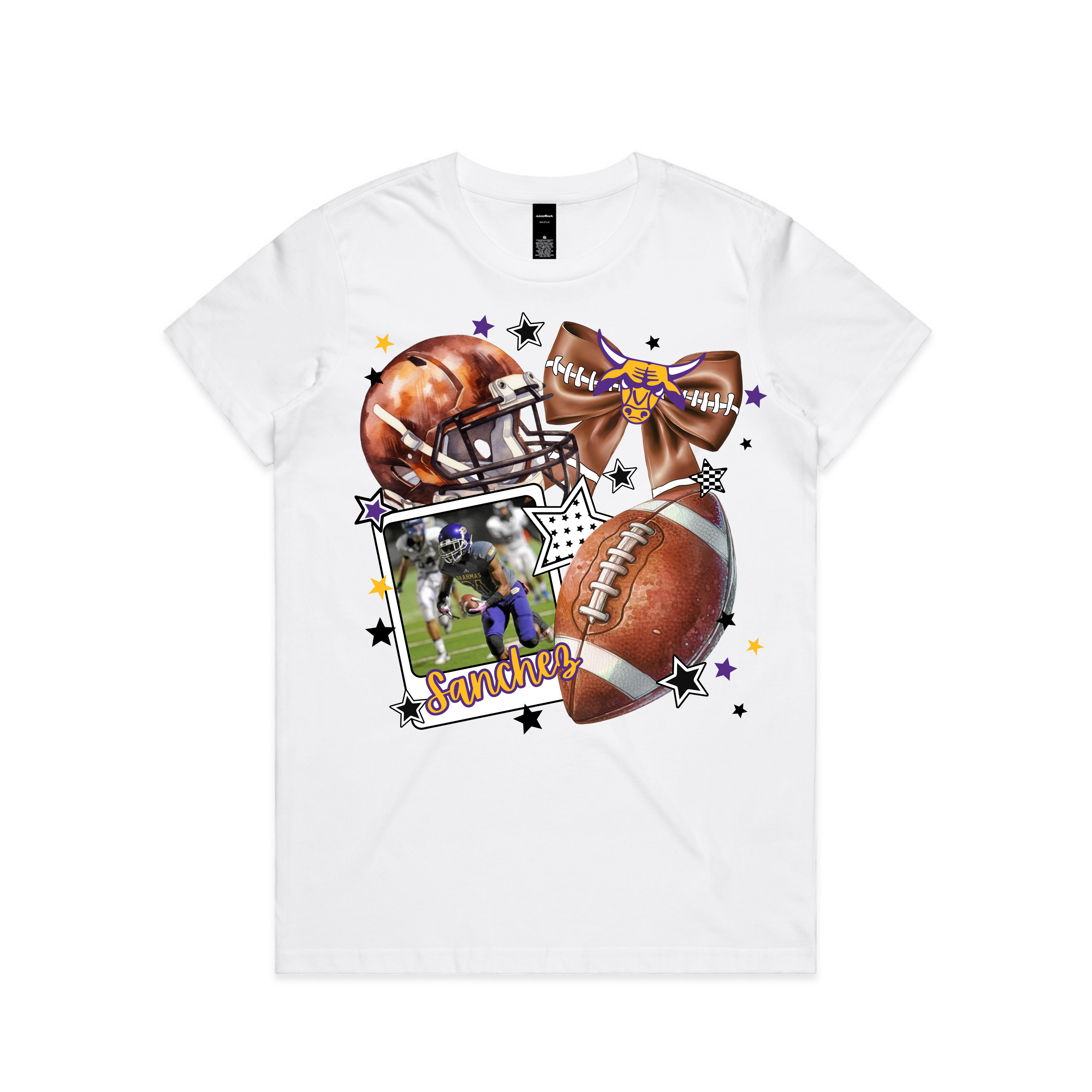 Helmet Bow Football DB Design Women's Tee