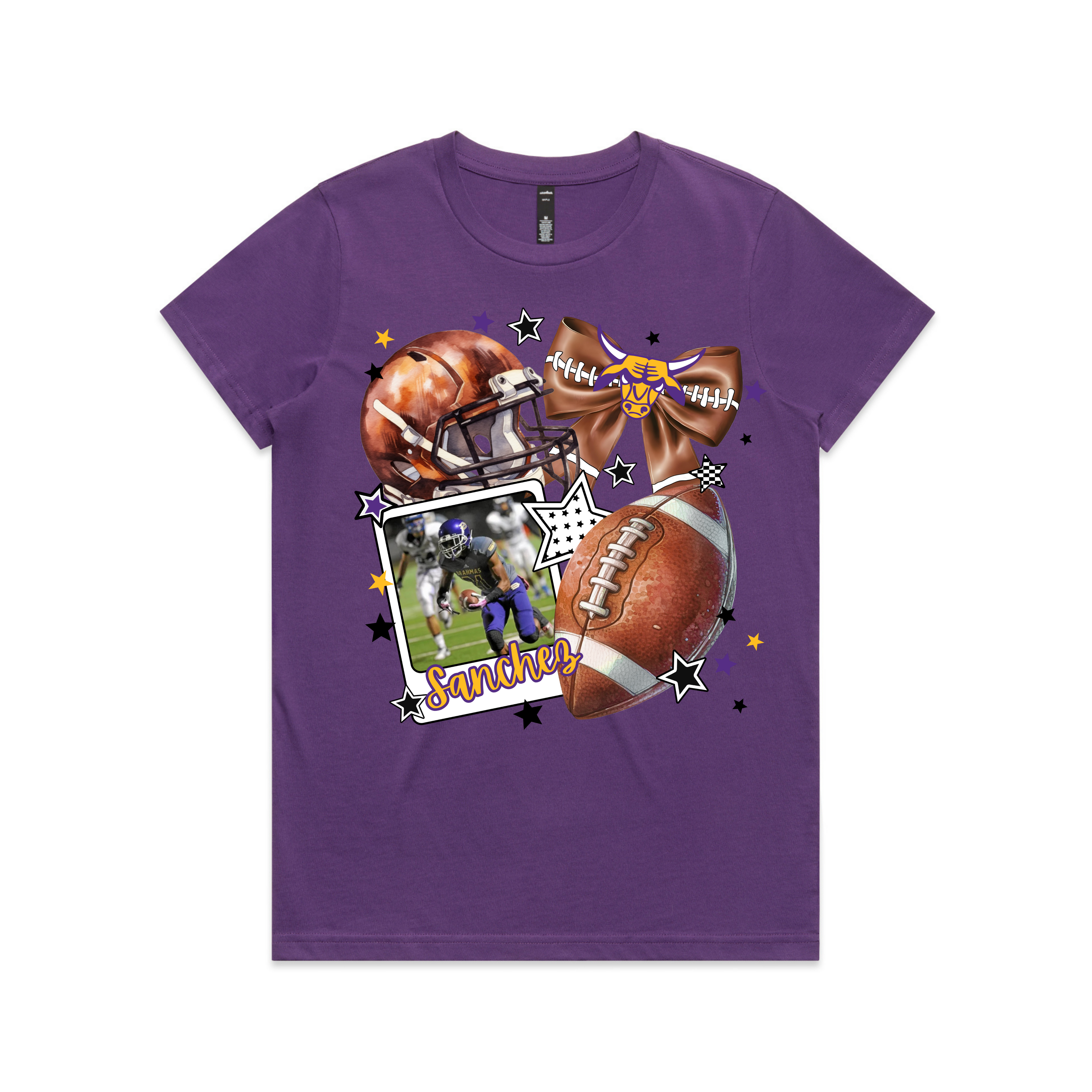 Helmet Bow Football DB Design Women's Tee