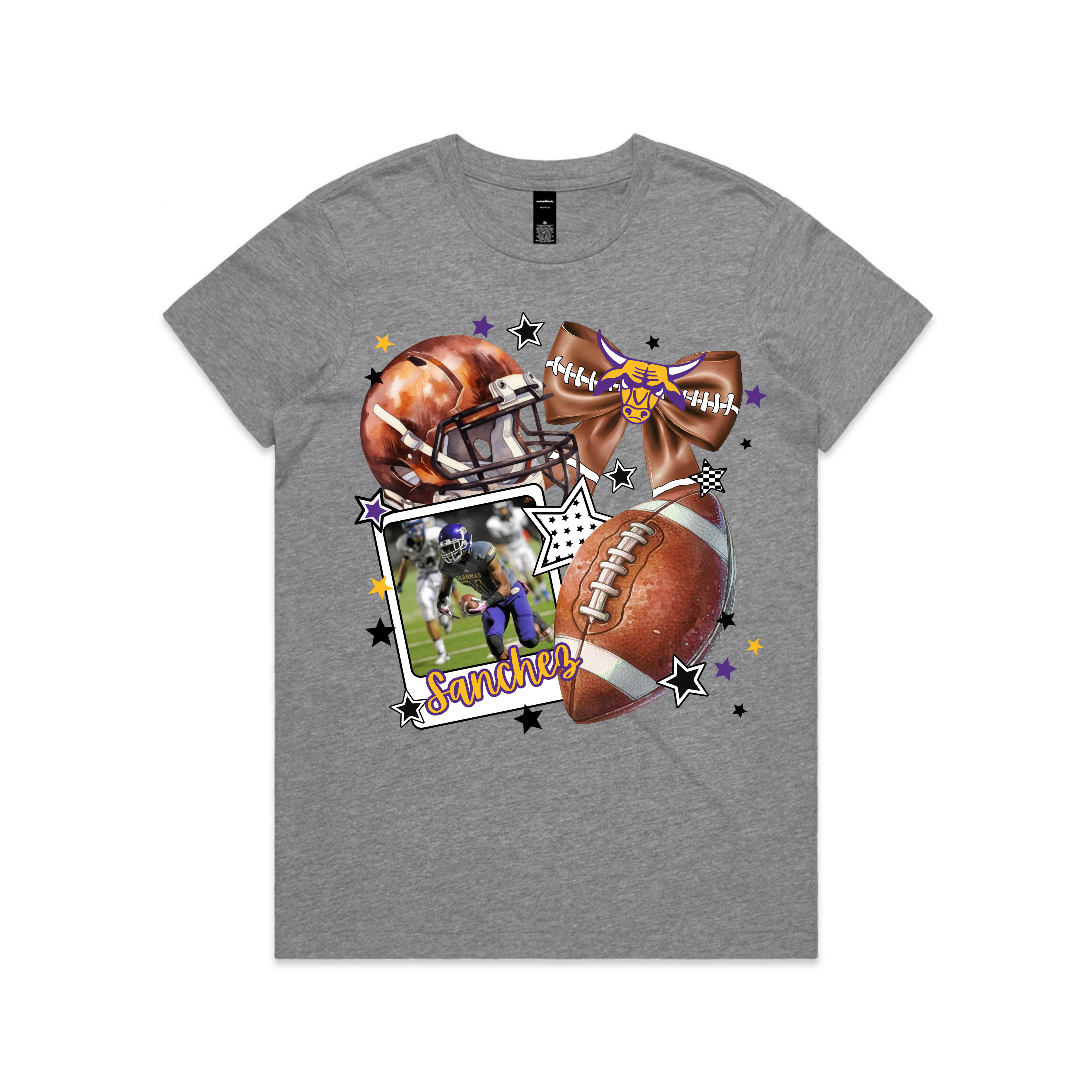 Helmet Bow Football DB Design Women's Tee