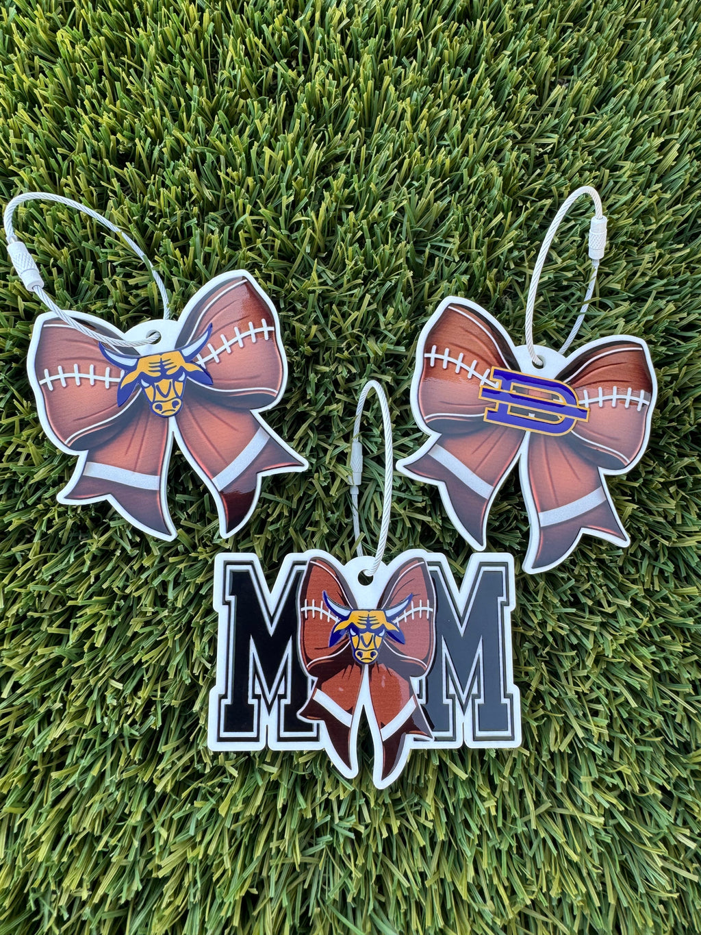 Football Bow Bag Tag