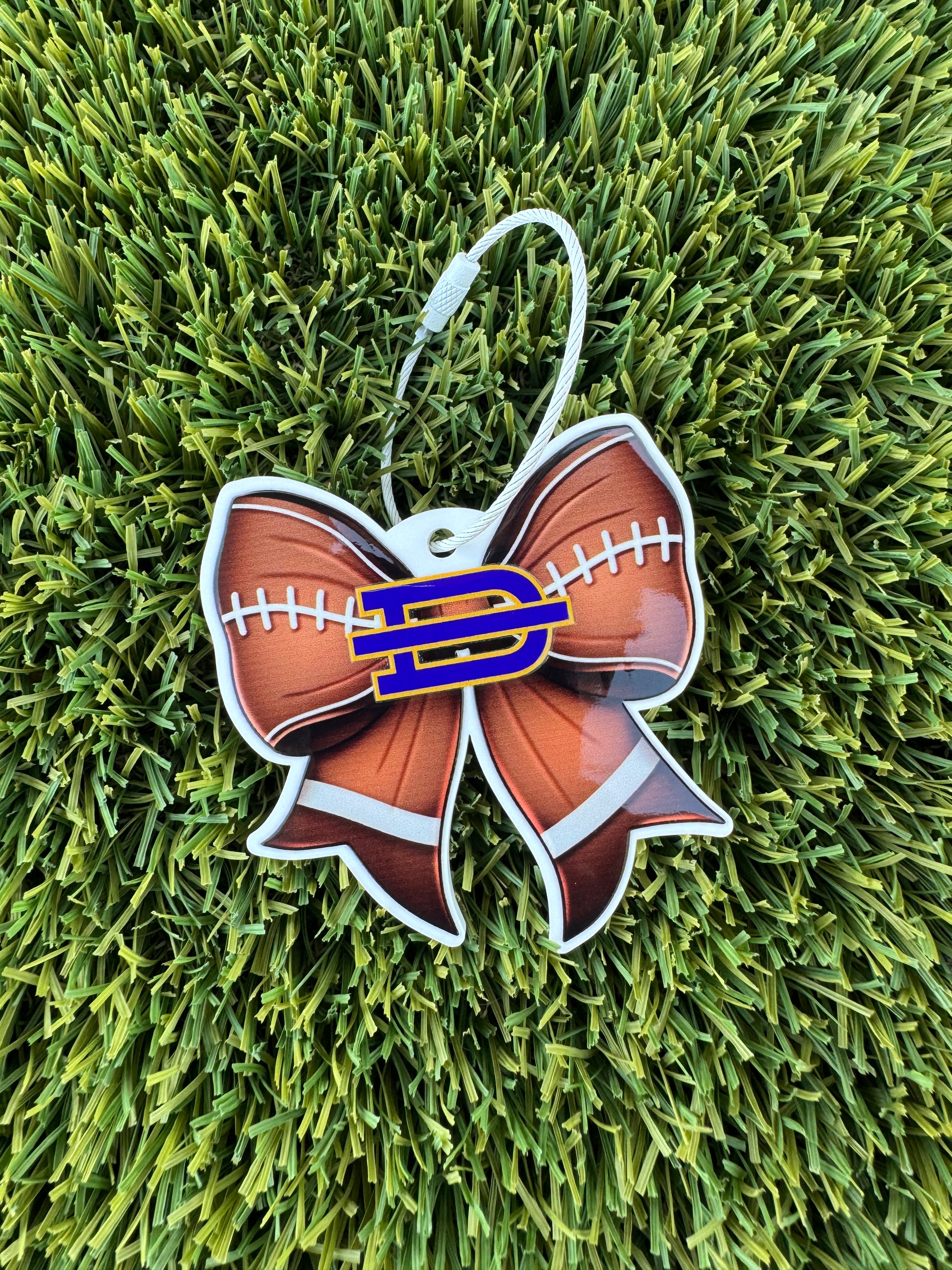 Football Bow Bag Tag