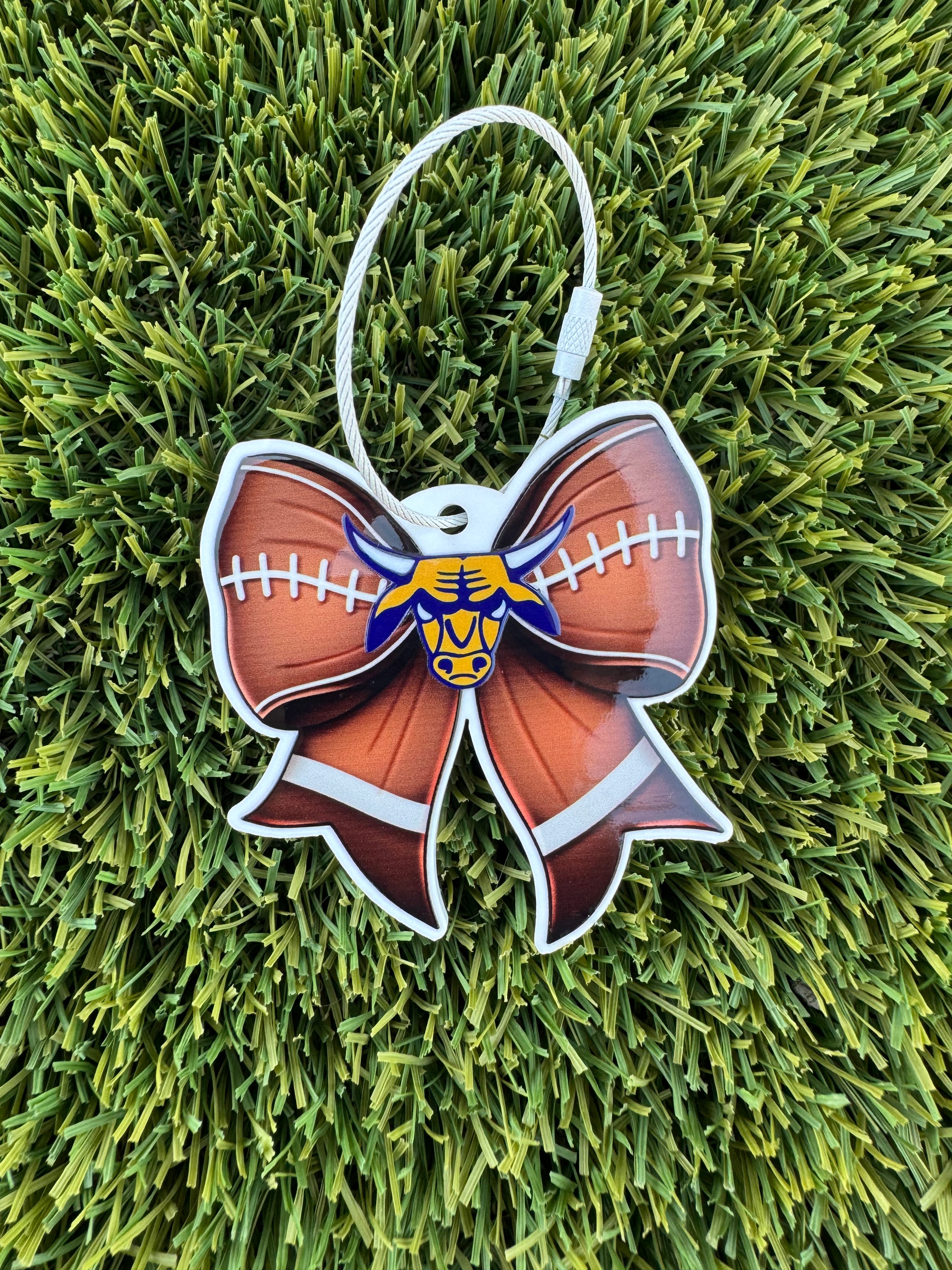 Football Bow Bag Tag