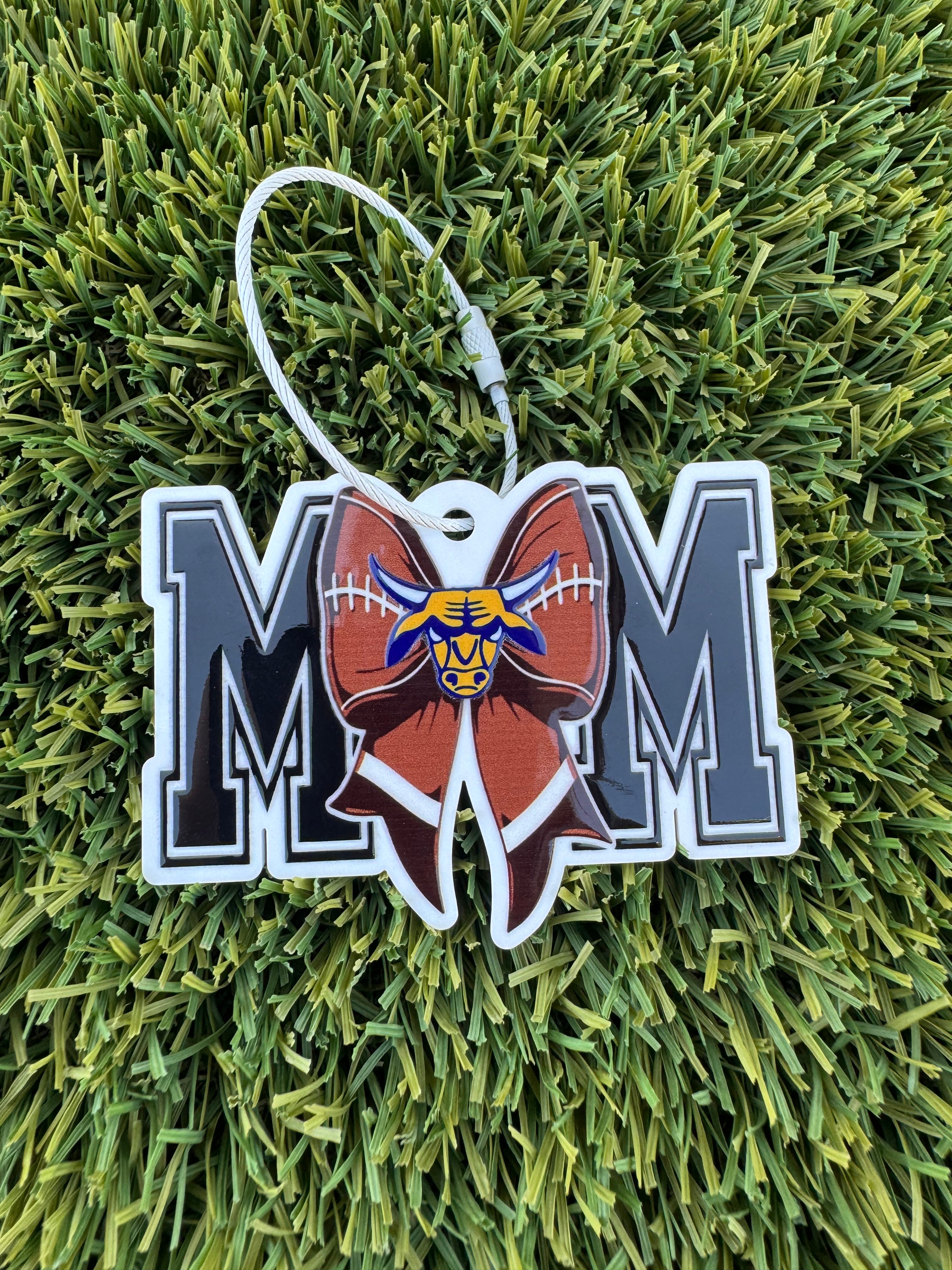 MOM Football Bow Bag Tag